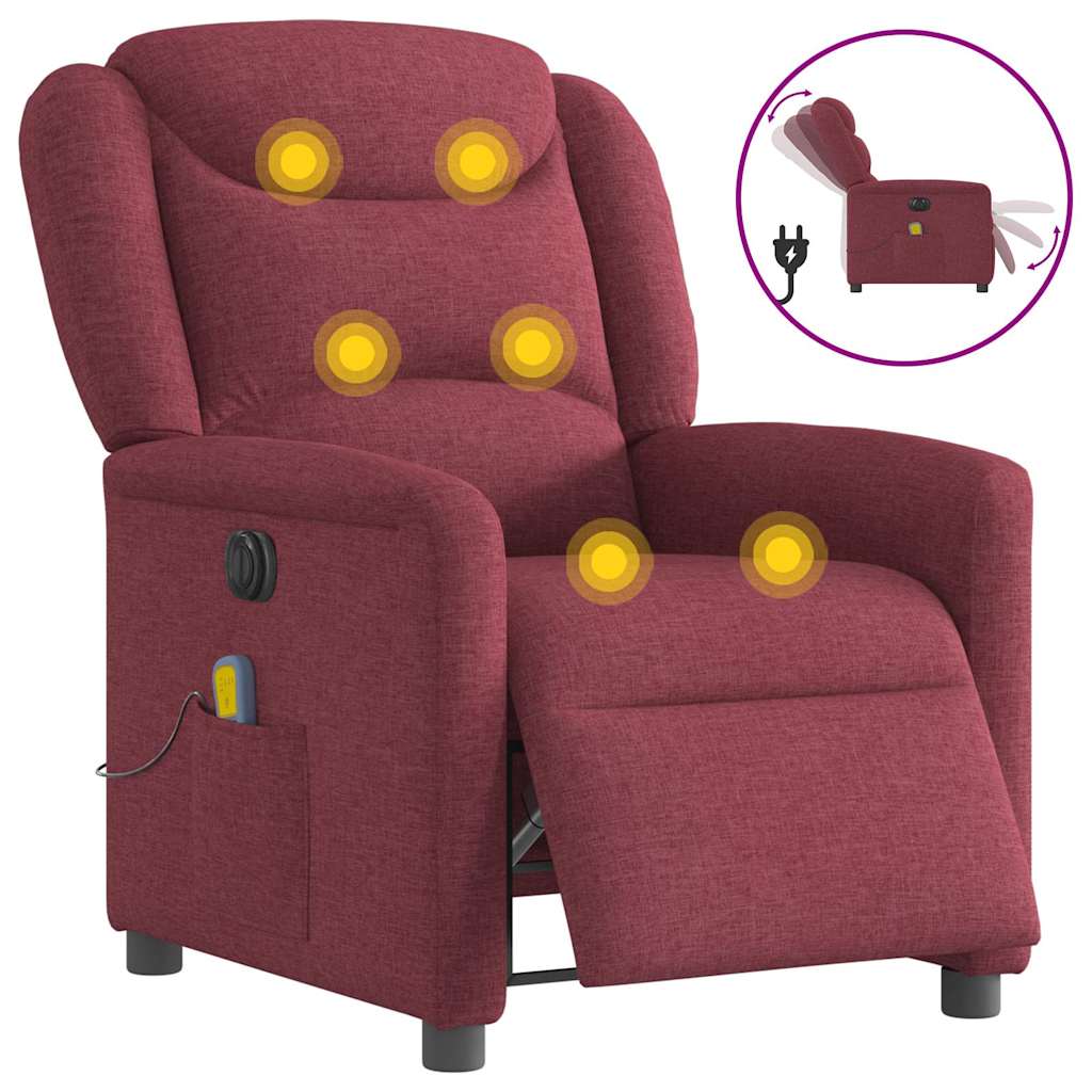 Fauteuil de massage inclinable électrique Rouge bordeaux Tissu - XIOS