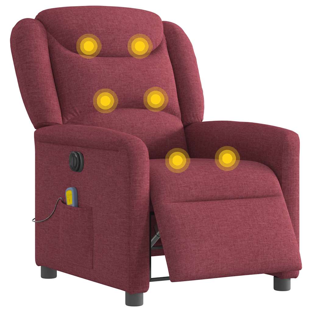 Fauteuil de massage inclinable électrique Rouge bordeaux Tissu - XIOS