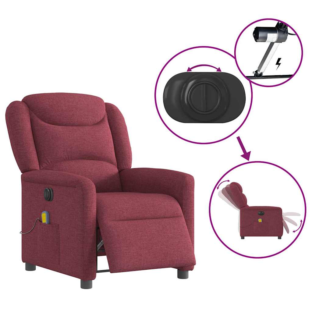 Fauteuil de massage inclinable électrique Rouge bordeaux Tissu - XIOS