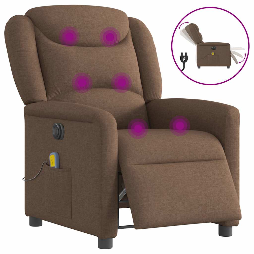 Fauteuil inclinable de massage électrique marron tissu - XIOS