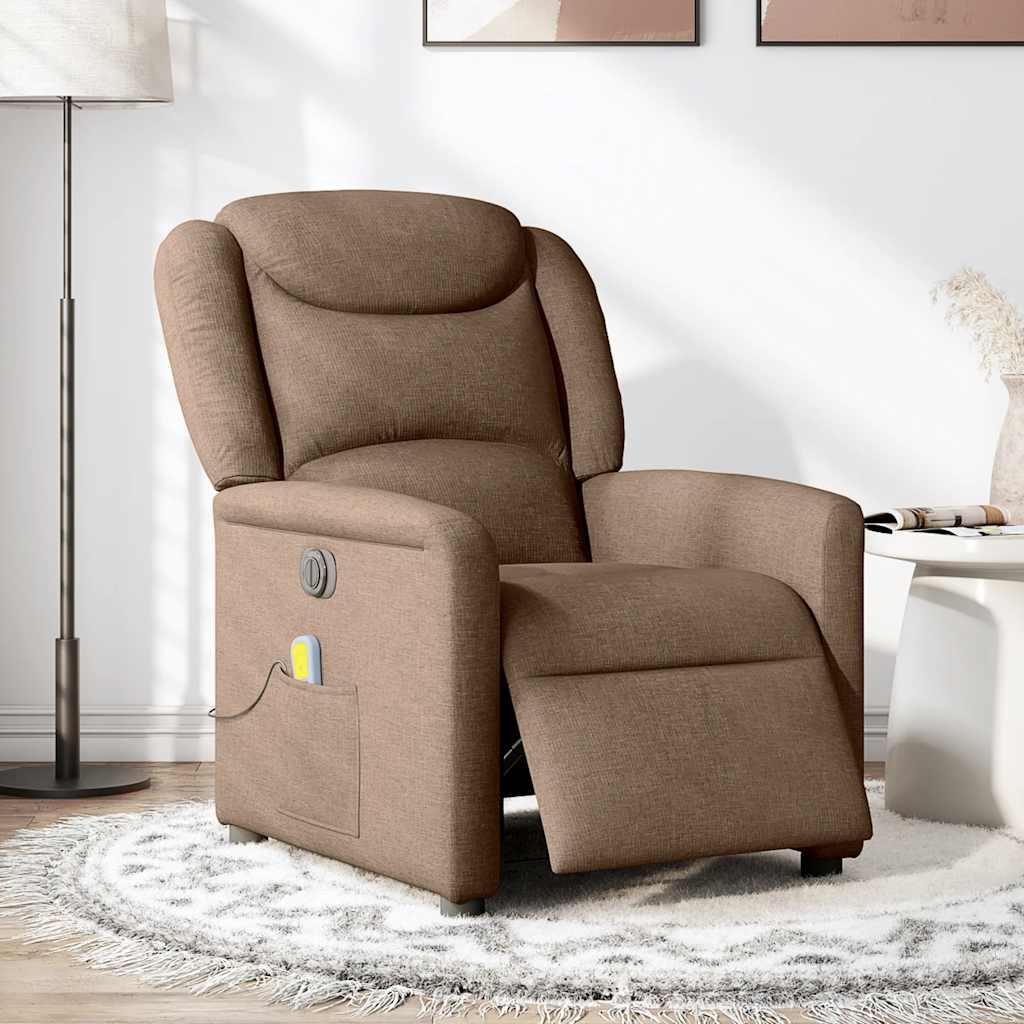 Fauteuil inclinable de massage électrique marron tissu - XIOS