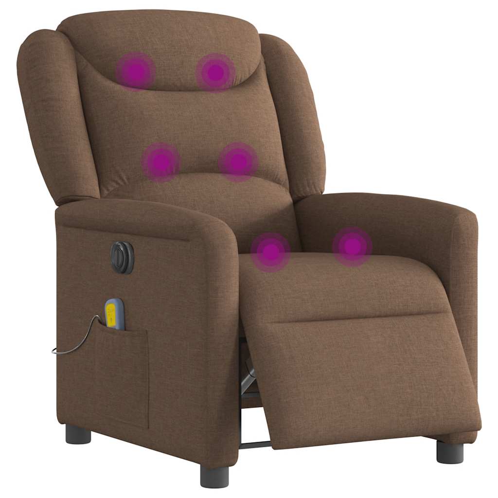 Fauteuil inclinable de massage électrique marron tissu - XIOS