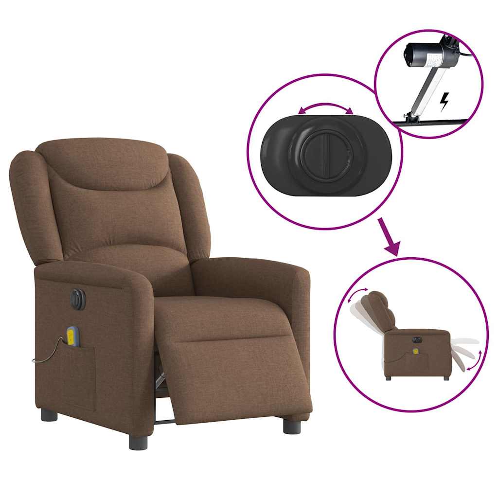 Fauteuil inclinable de massage électrique marron tissu - XIOS