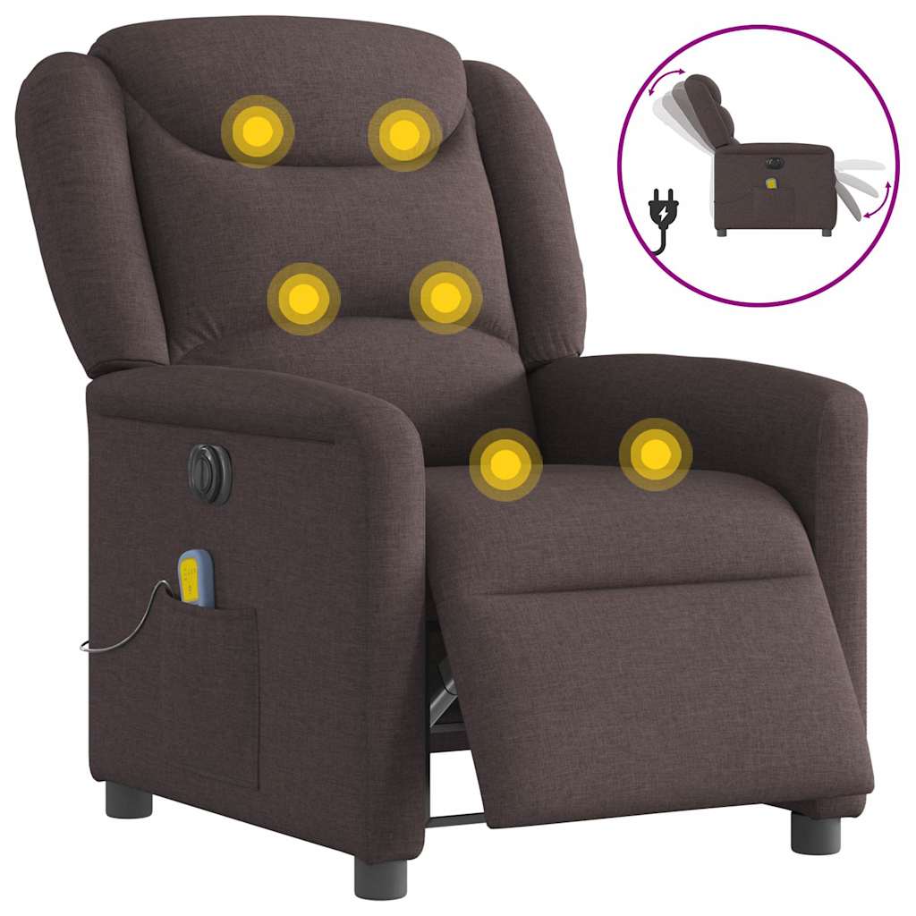 Fauteuil de massage inclinable électrique Marron foncé Tissu - XIOS