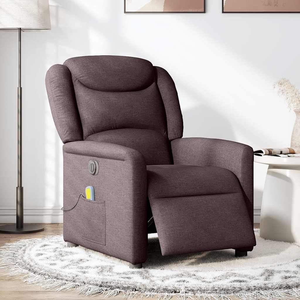 Fauteuil de massage inclinable électrique Marron foncé Tissu - XIOS