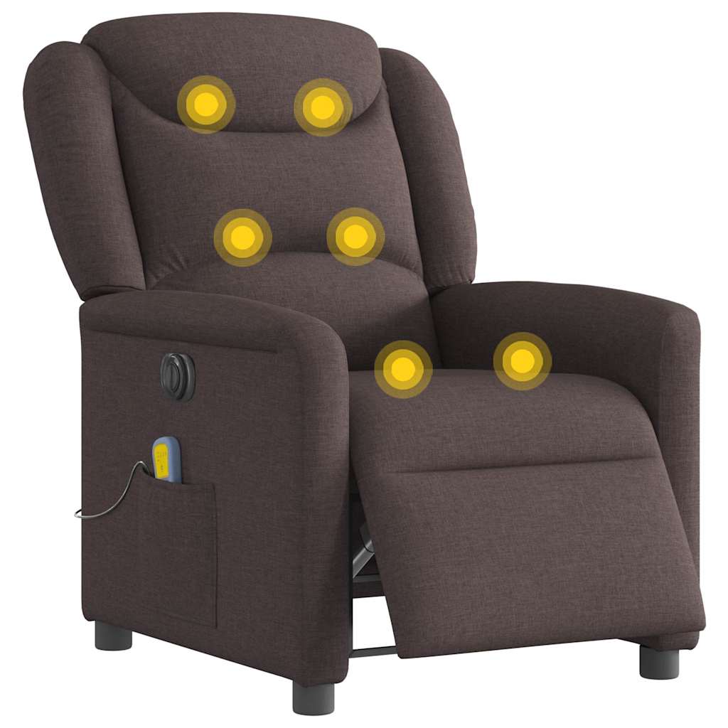 Fauteuil de massage inclinable électrique Marron foncé Tissu - XIOS