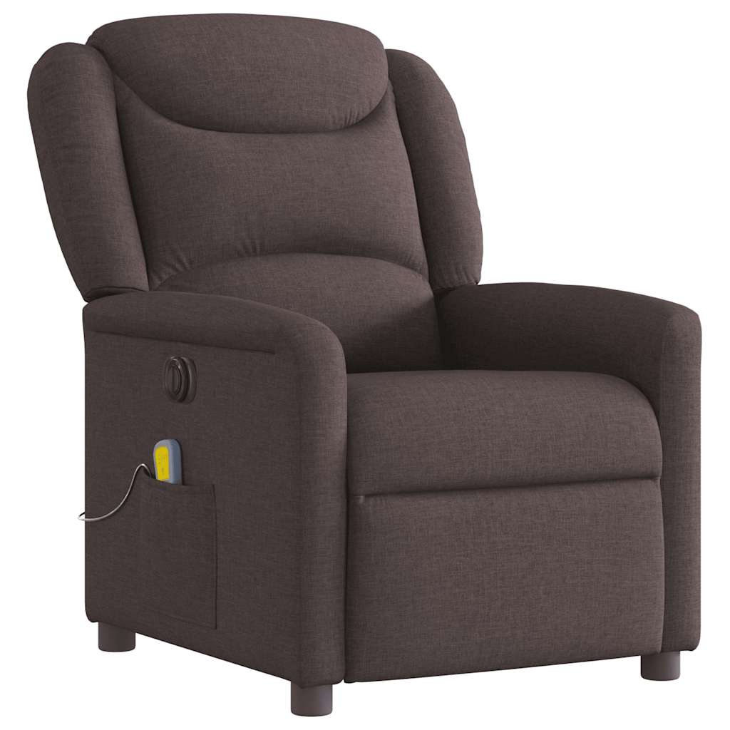 Fauteuil de massage inclinable électrique Marron foncé Tissu - XIOS