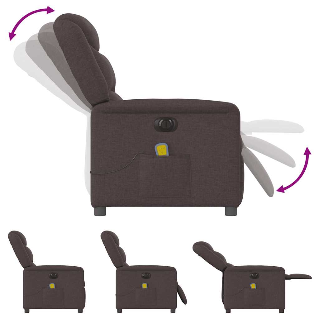 Fauteuil de massage inclinable électrique Marron foncé Tissu - XIOS