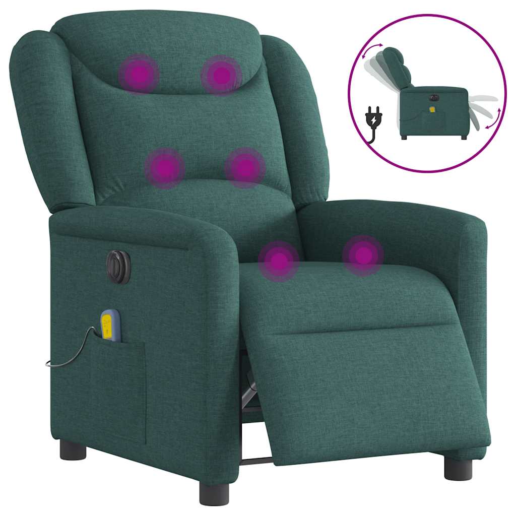 Fauteuil de massage inclinable électrique Vert foncé Tissu - XIOS