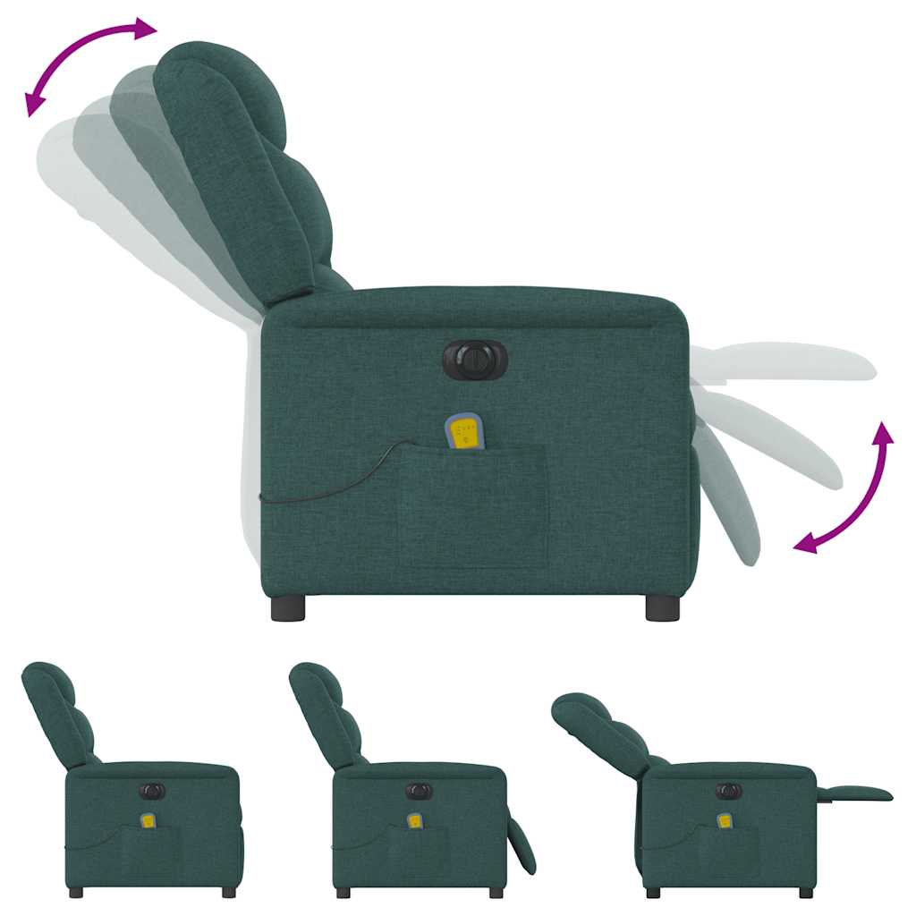Fauteuil de massage inclinable électrique Vert foncé Tissu