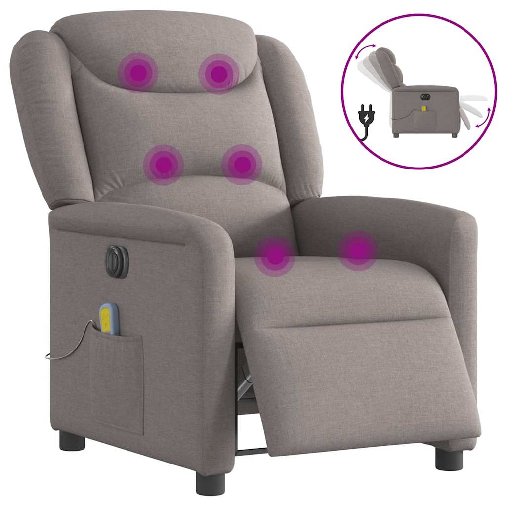 Fauteuil de massage inclinable électrique Taupe Tissu - XIOS