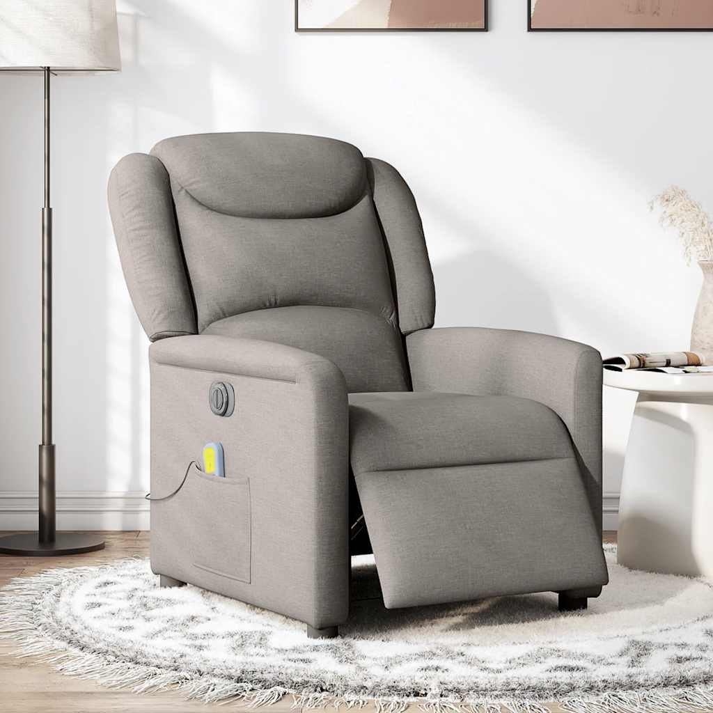 Fauteuil de massage inclinable électrique Taupe Tissu