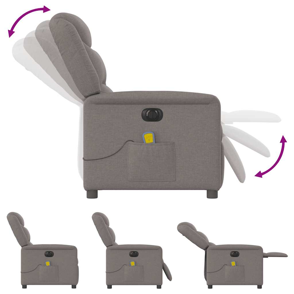 Fauteuil de massage inclinable électrique Taupe Tissu - XIOS