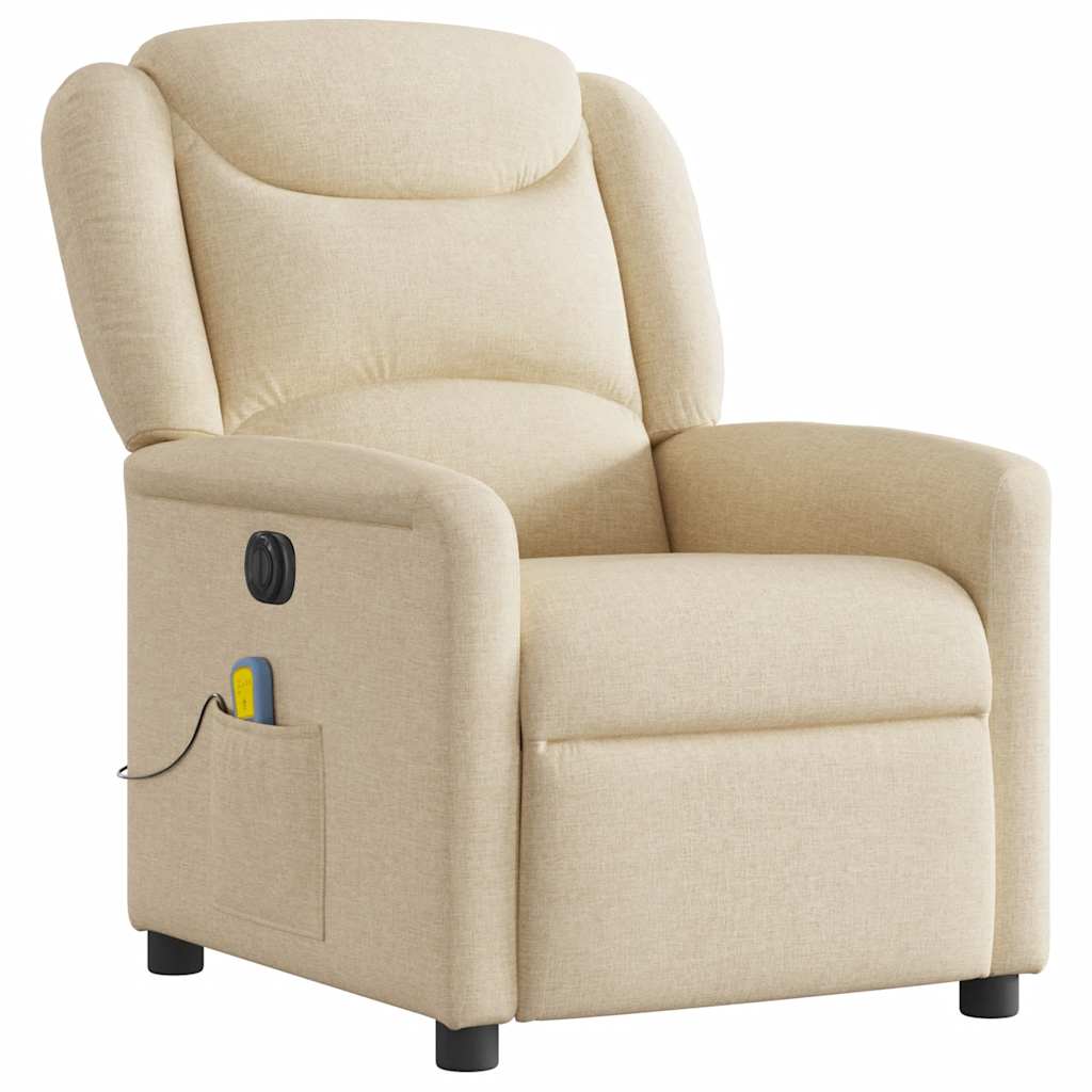 Fauteuil inclinable de massage électrique crème tissu - XIOS