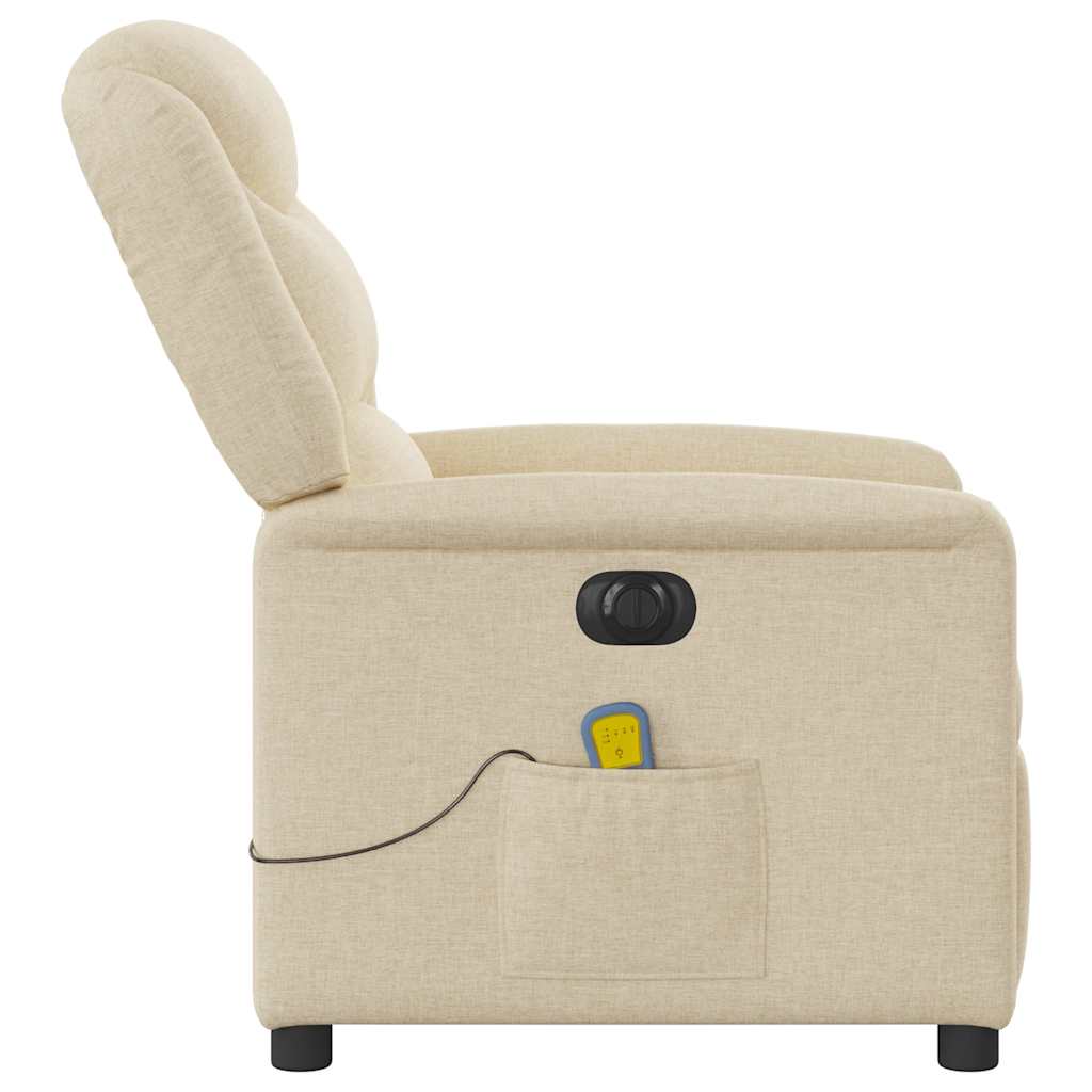 Fauteuil inclinable de massage électrique crème tissu - XIOS