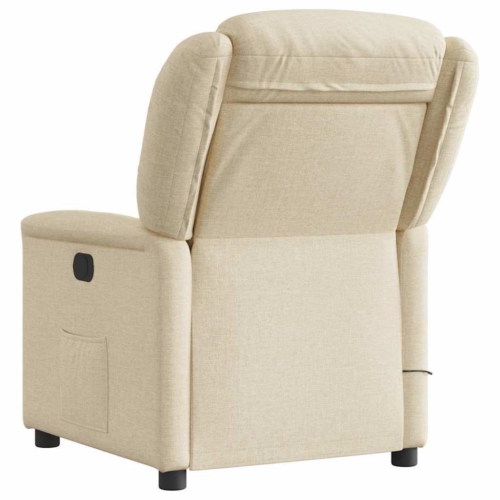Fauteuil inclinable de massage électrique crème tissu - XIOS