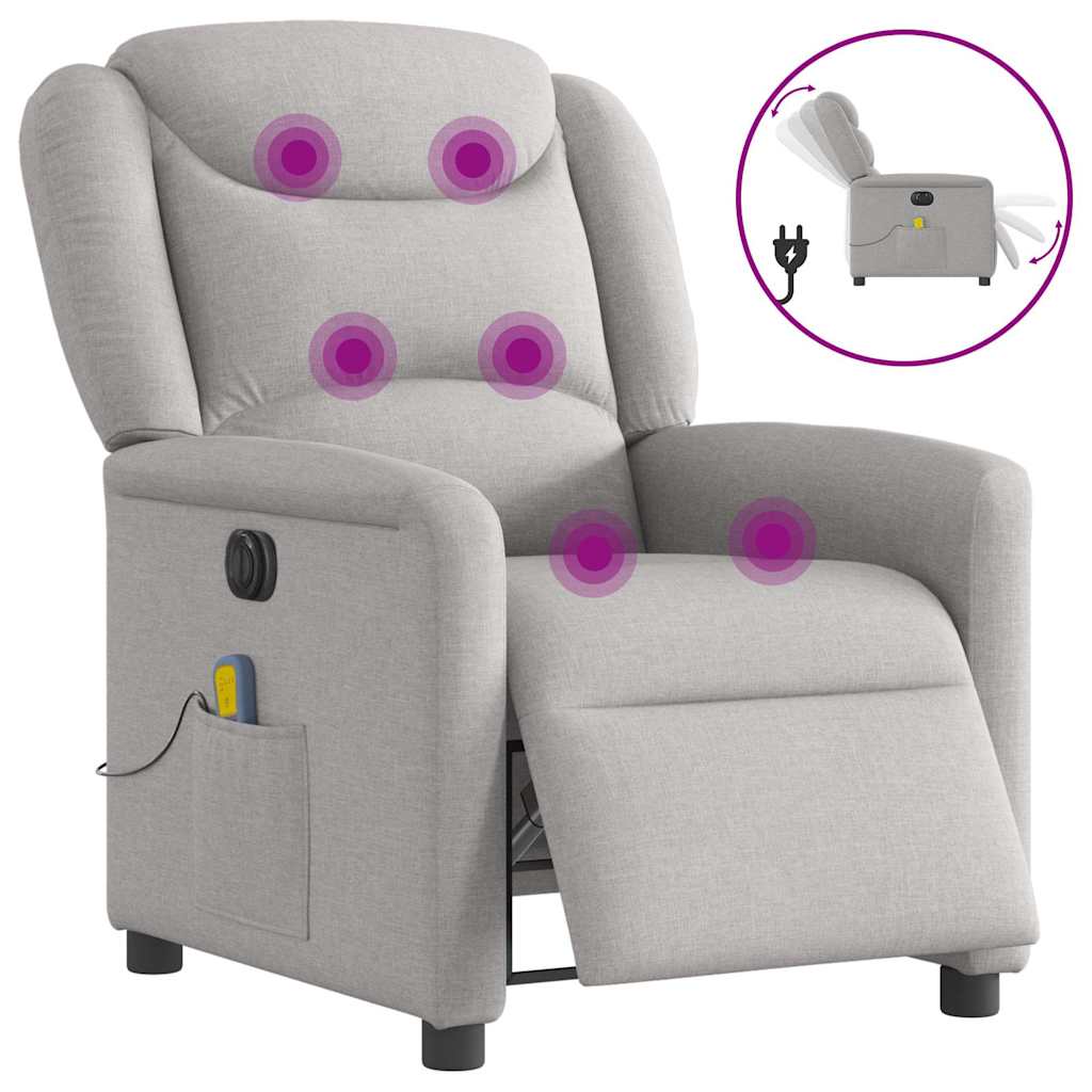 Fauteuil de massage inclinable électrique gris nuage tissu - XIOS