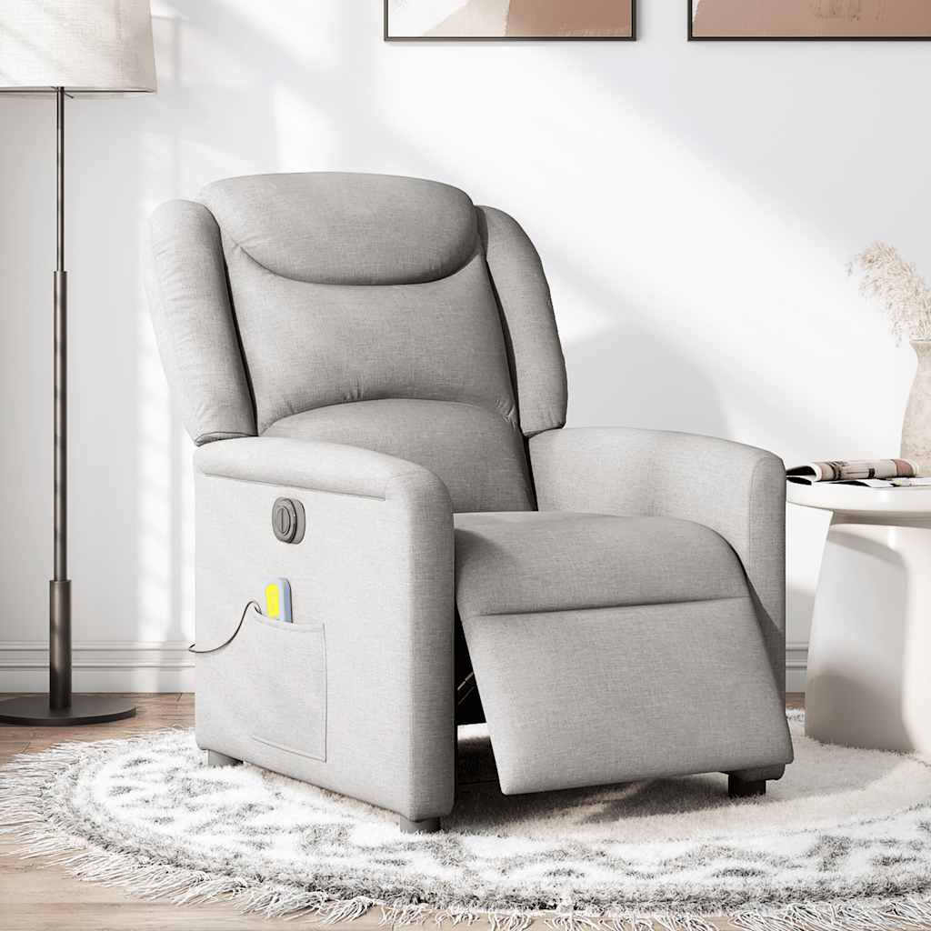 Fauteuil de massage inclinable électrique gris nuage tissu - XIOS