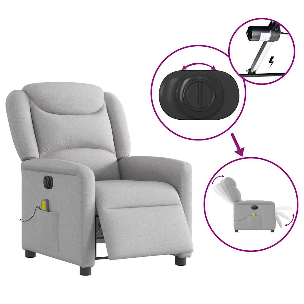 Fauteuil de massage inclinable électrique gris nuage tissu - XIOS