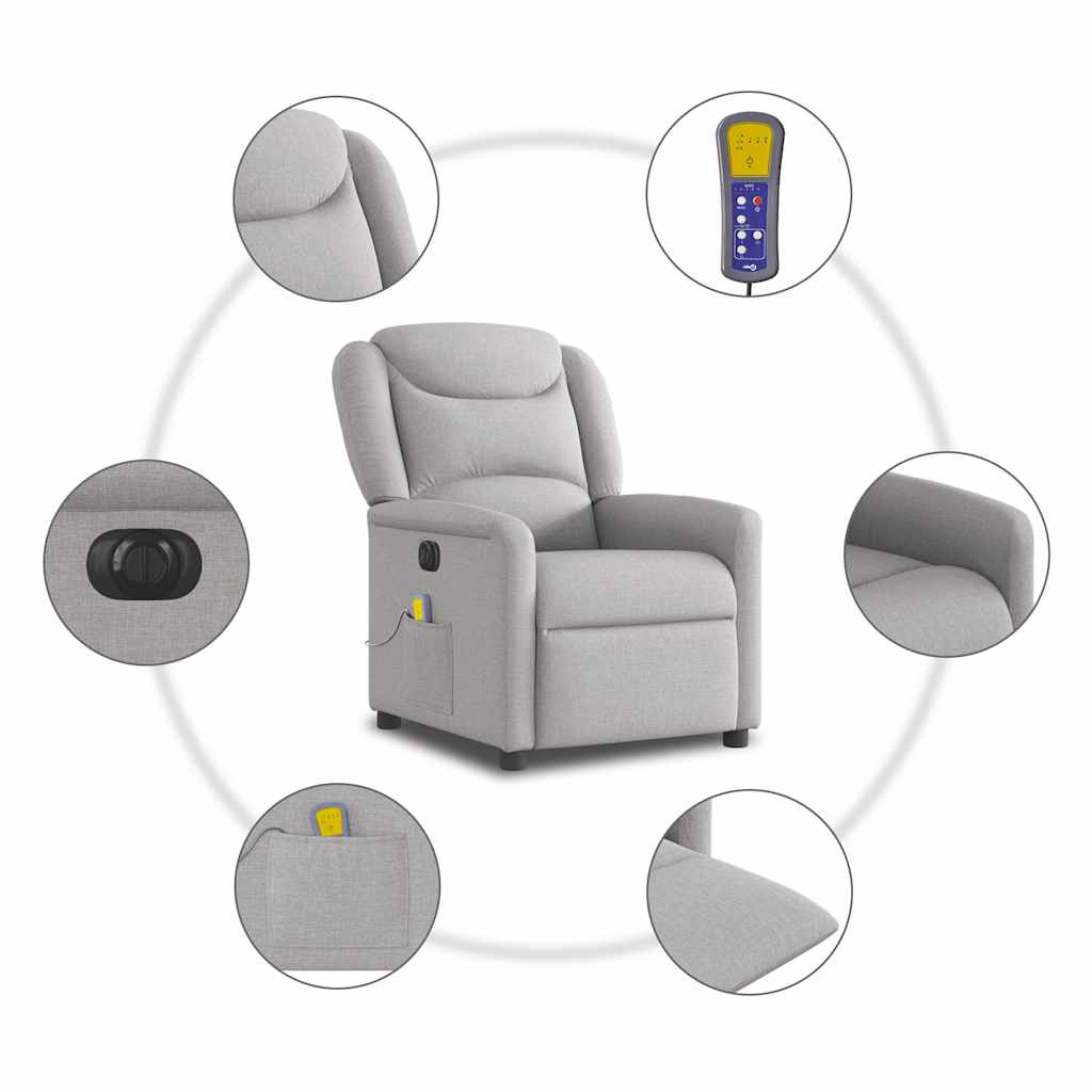 Fauteuil de massage inclinable électrique gris nuage tissu - XIOS