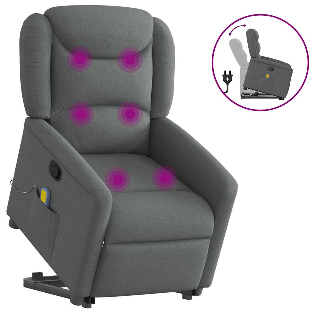 Fauteuil de massage inclinable Gris foncé Tissu - XIOS
