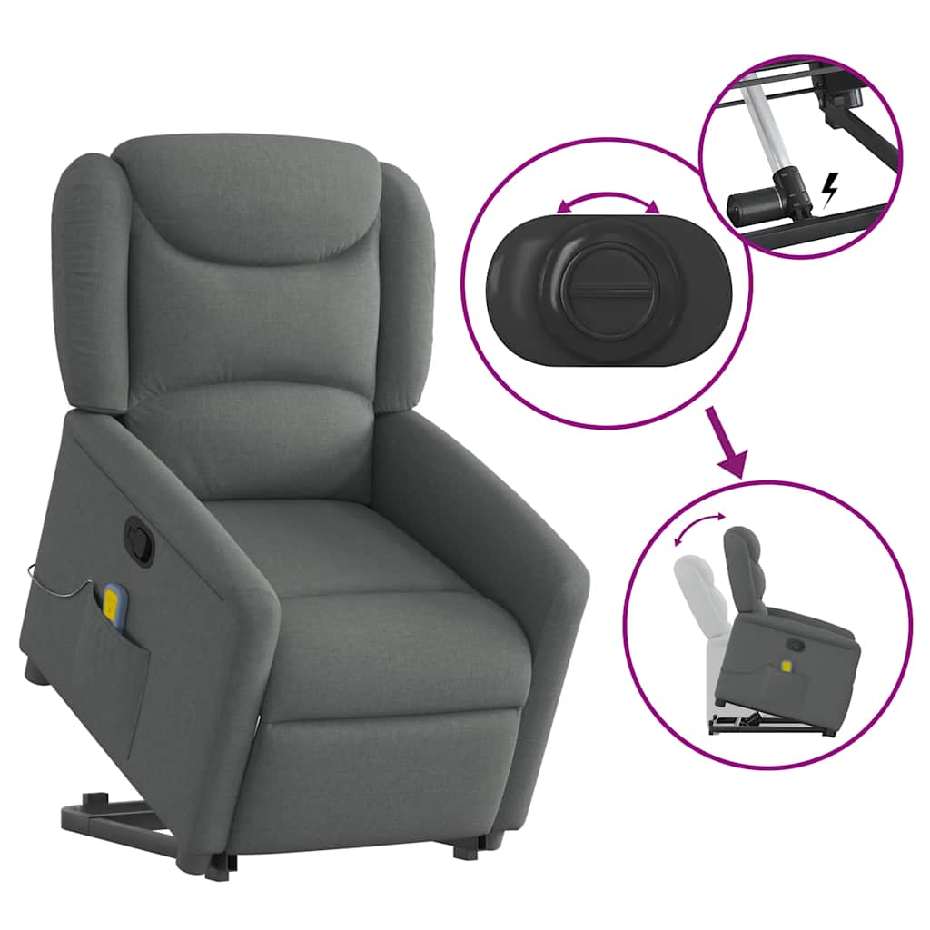Fauteuil de massage inclinable Gris foncé Tissu - XIOS
