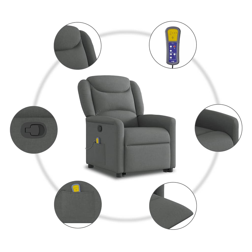 Fauteuil de massage inclinable Gris foncé Tissu - XIOS