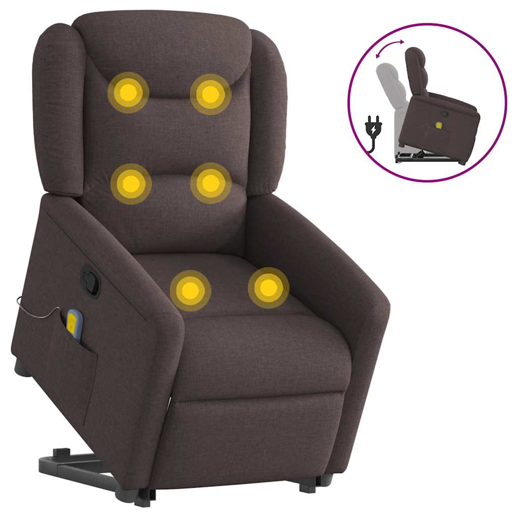 Fauteuil inclinable de massage Marron foncé Tissu - XIOS