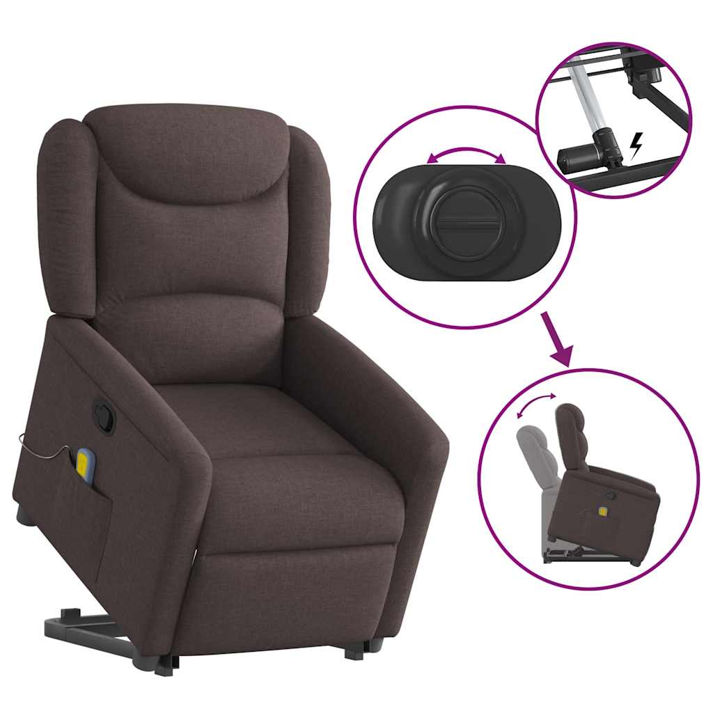 Fauteuil inclinable de massage Marron foncé Tissu - XIOS