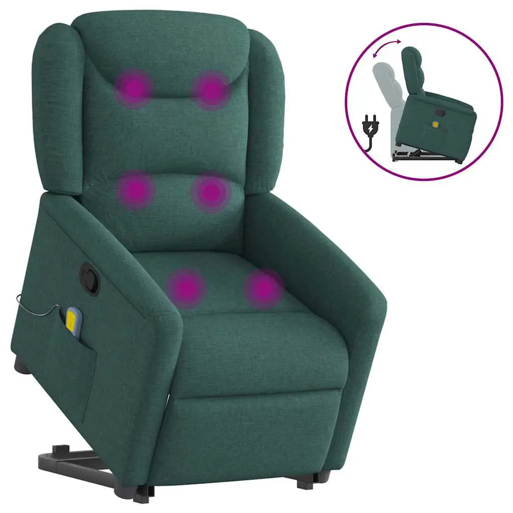 Fauteuil inclinable de massage Vert foncé Tissu - XIOS