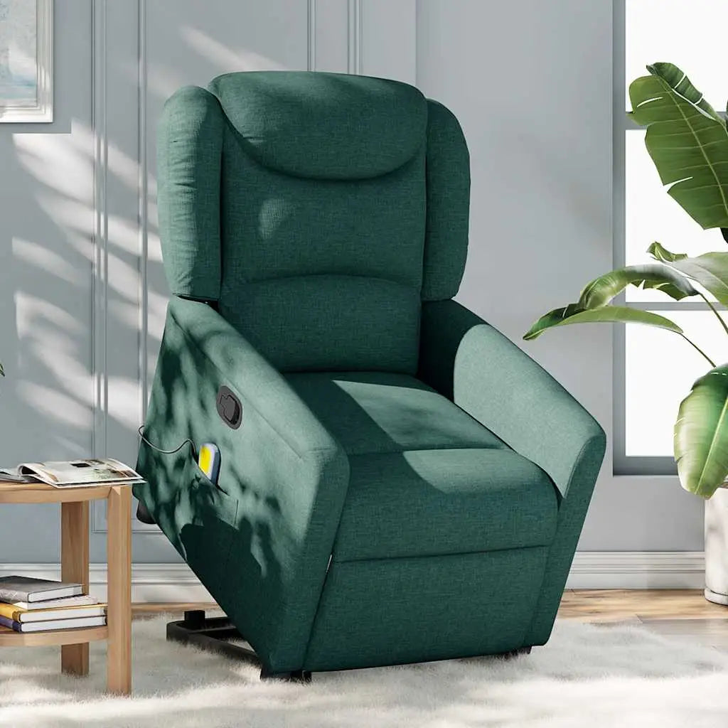 Fauteuil inclinable de massage Vert foncé Tissu - XIOS