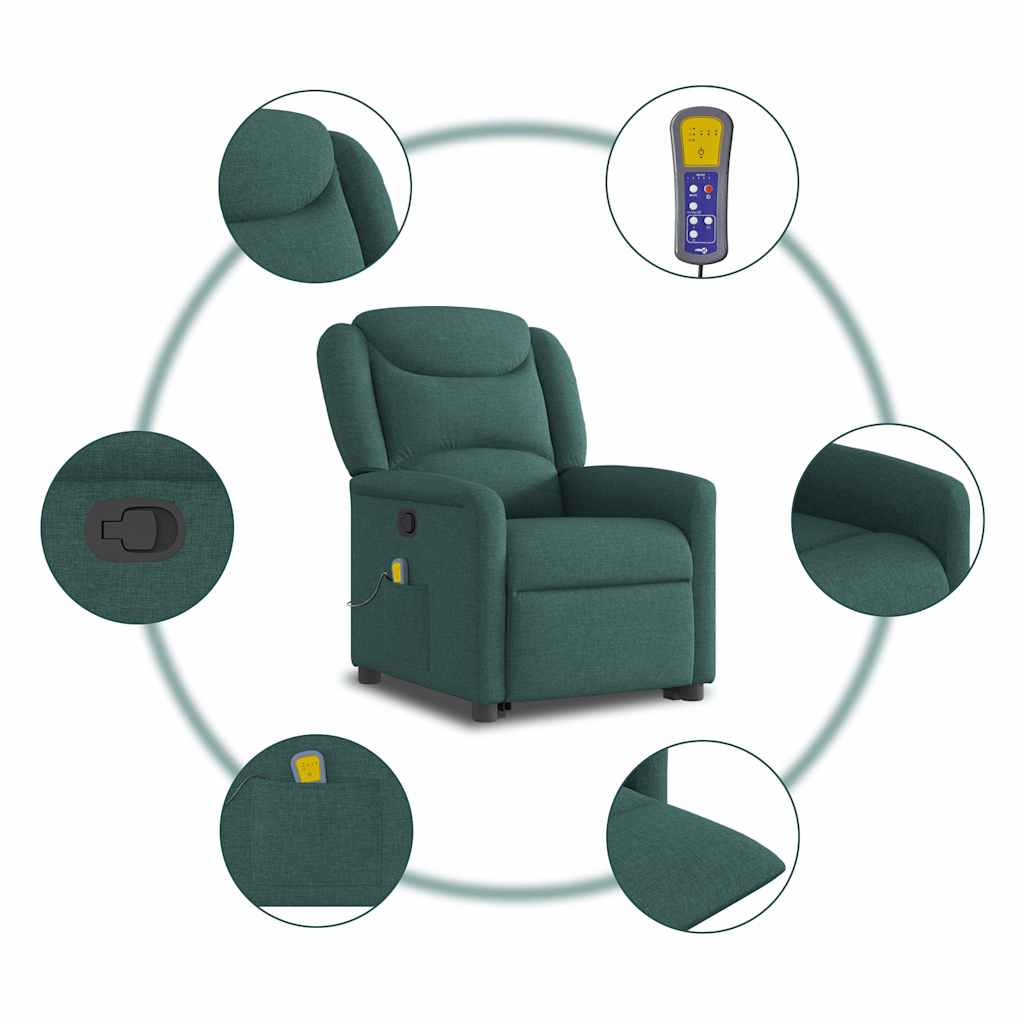 Fauteuil inclinable de massage Vert foncé Tissu - XIOS