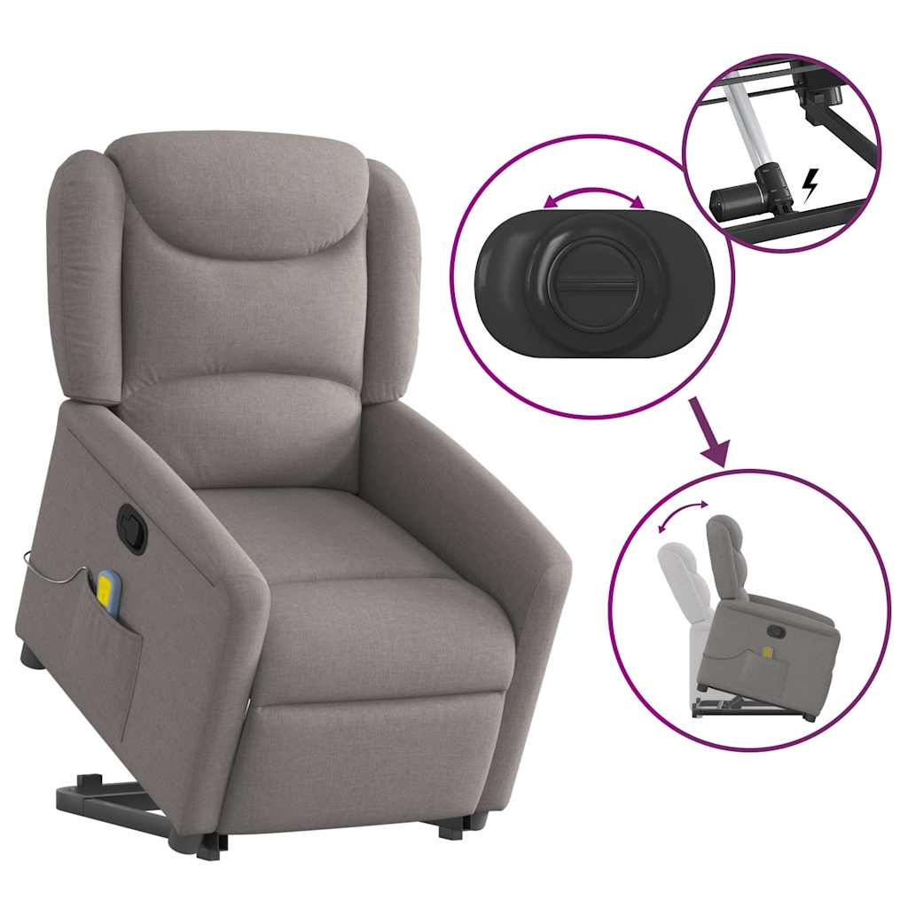 Fauteuil inclinable de massage Taupe Tissu