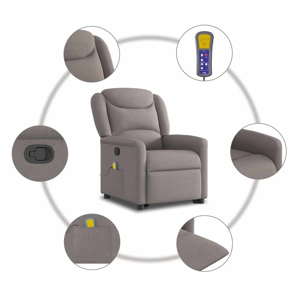 Fauteuil inclinable de massage Taupe Tissu