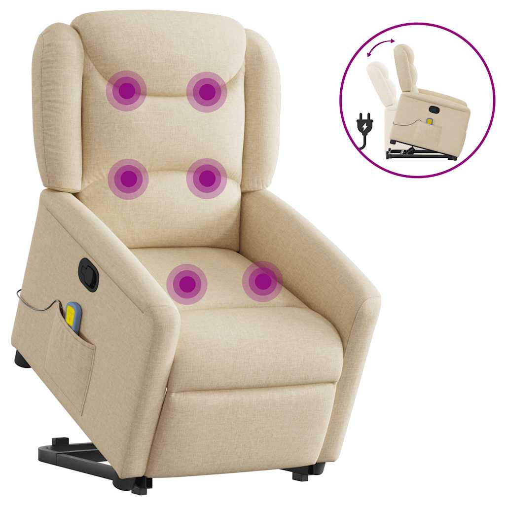 Fauteuil inclinable de massage Crème Tissu - XIOS