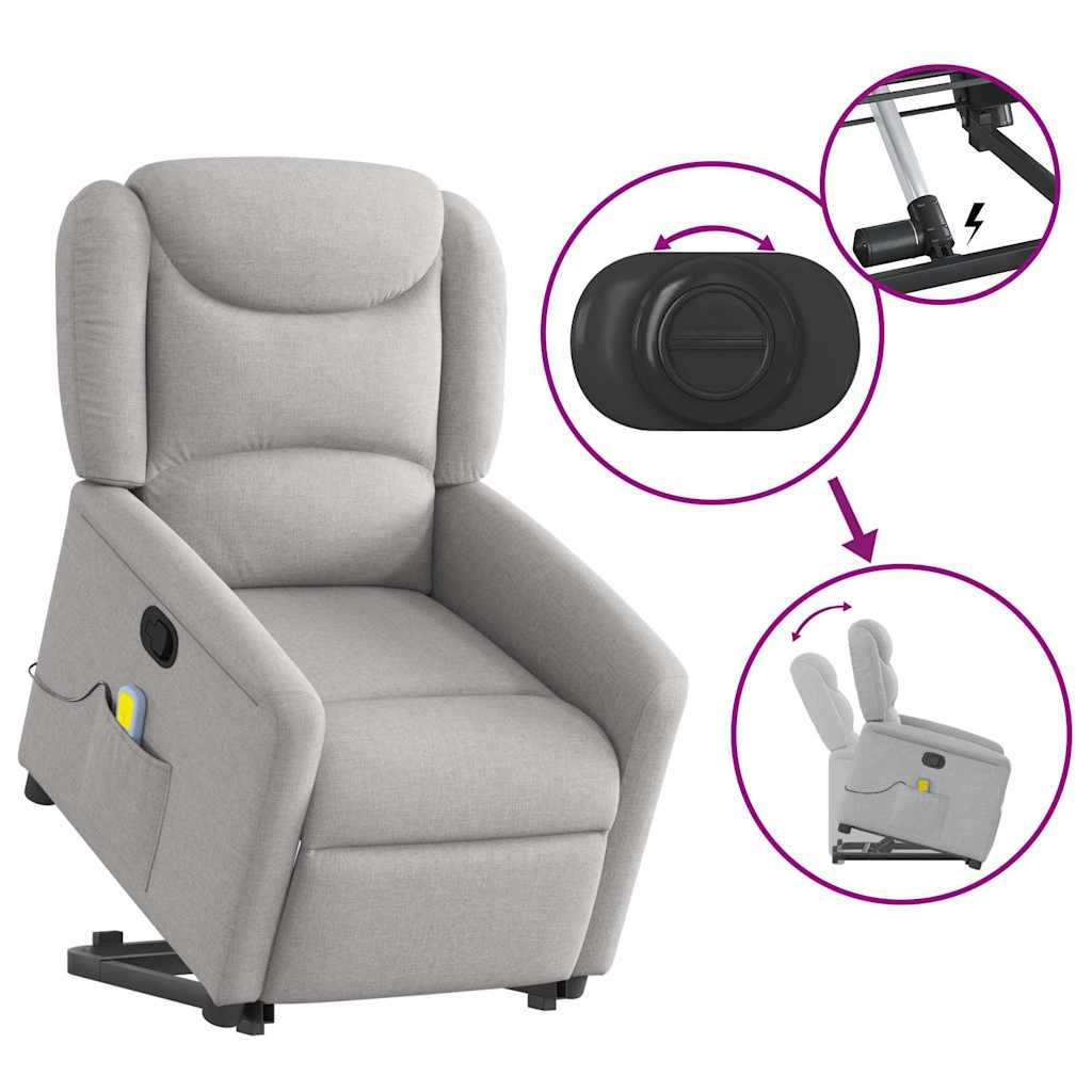 Fauteuil de massage inclinable gris nuage tissu