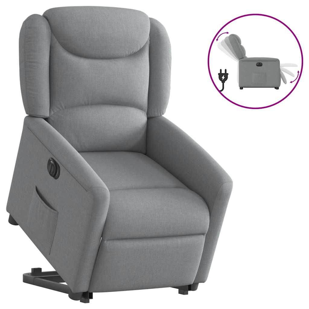Fauteuil inclinable électrique gris clair tissu - XIOS