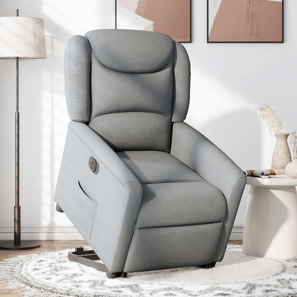 Fauteuil inclinable électrique gris clair tissu - XIOS