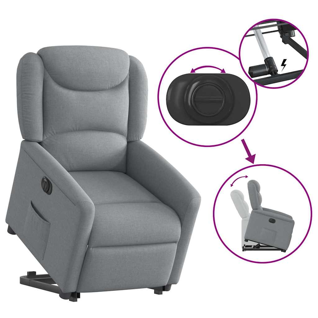 Fauteuil inclinable électrique gris clair tissu - XIOS