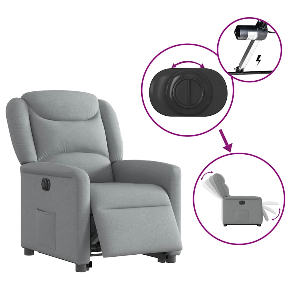 Fauteuil inclinable électrique gris clair tissu - XIOS