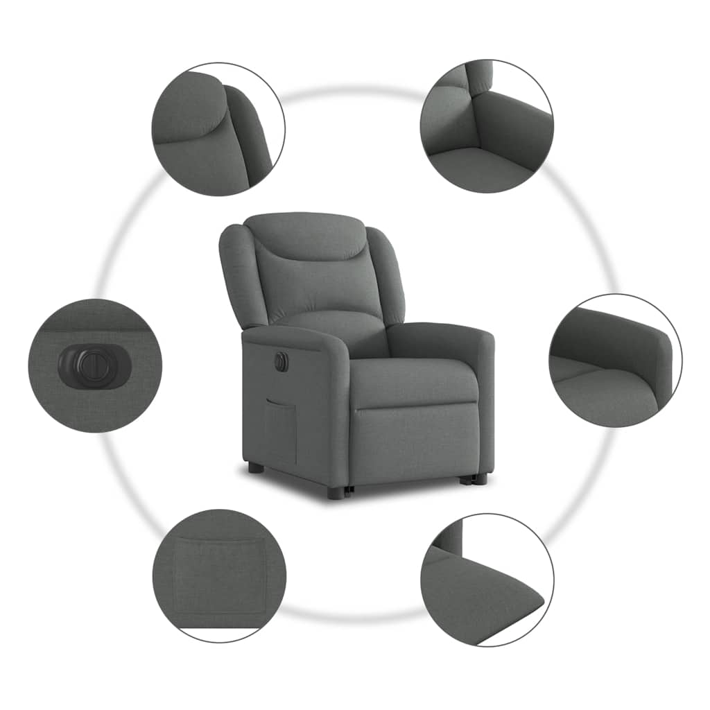 Fauteuil inclinable électrique gris foncé tissu - XIOS