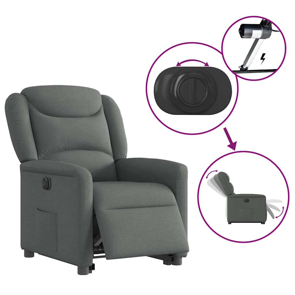 Fauteuil inclinable électrique gris foncé tissu - XIOS