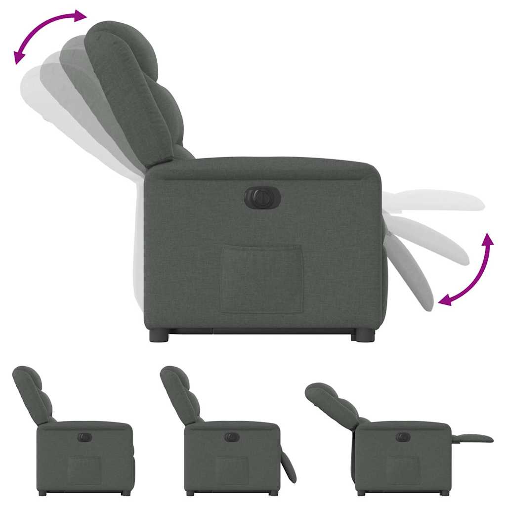 Fauteuil inclinable électrique gris foncé tissu - XIOS