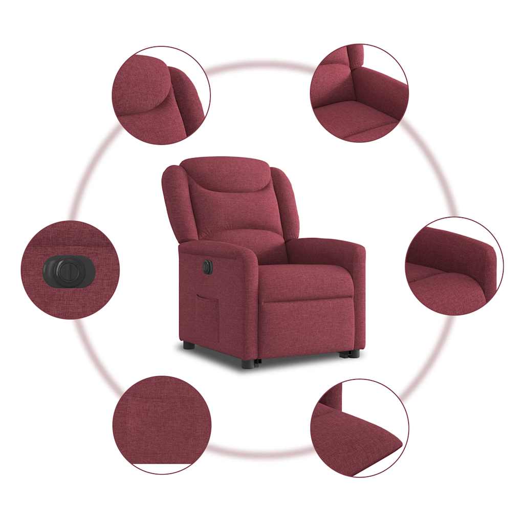 Fauteuil inclinable électrique rouge bordeaux tissu - XIOS