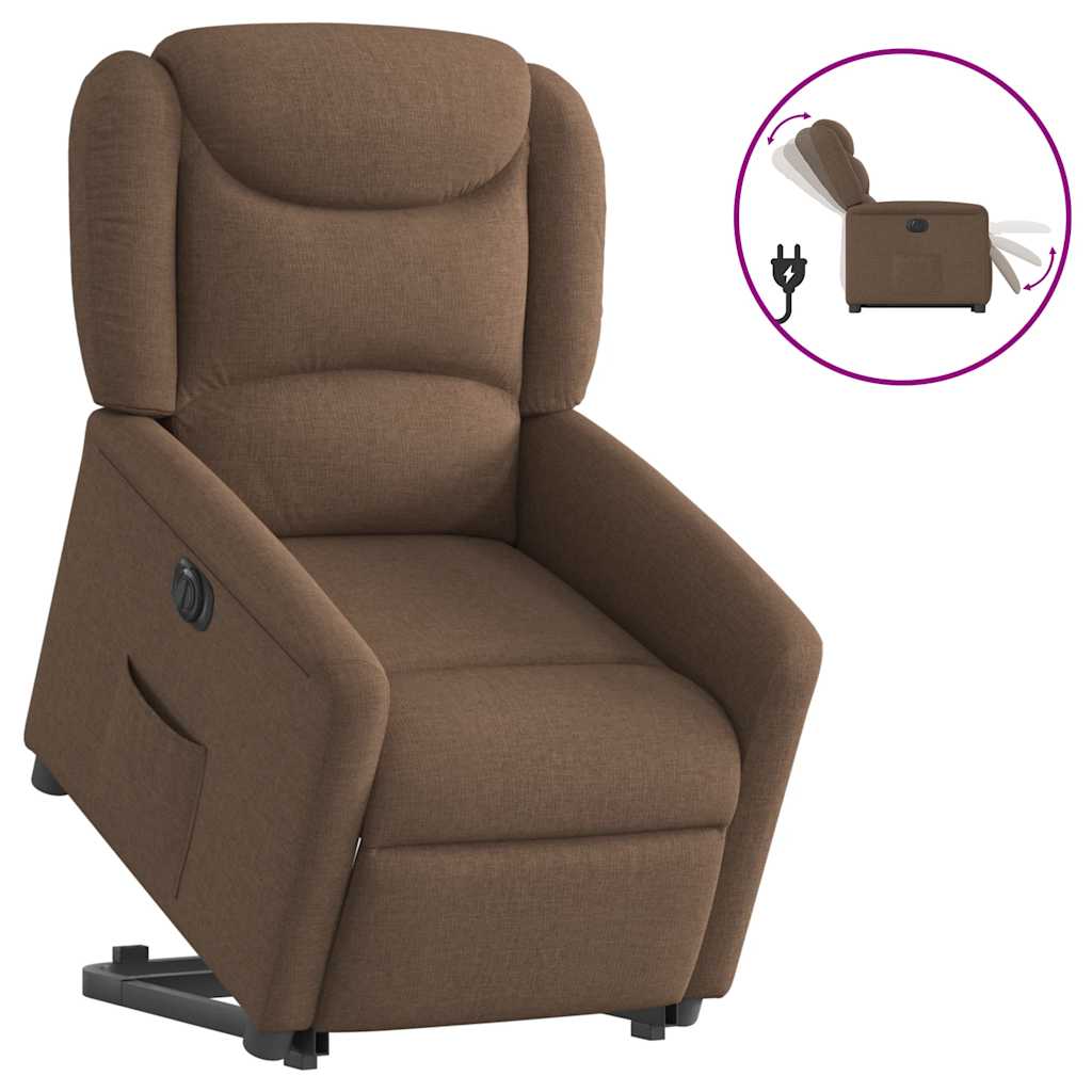 Fauteuil inclinable électrique marron tissu - XIOS
