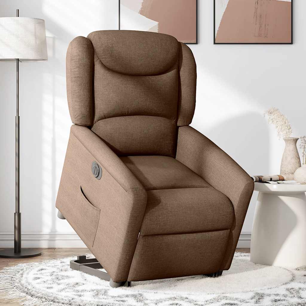Fauteuil inclinable électrique marron tissu - XIOS