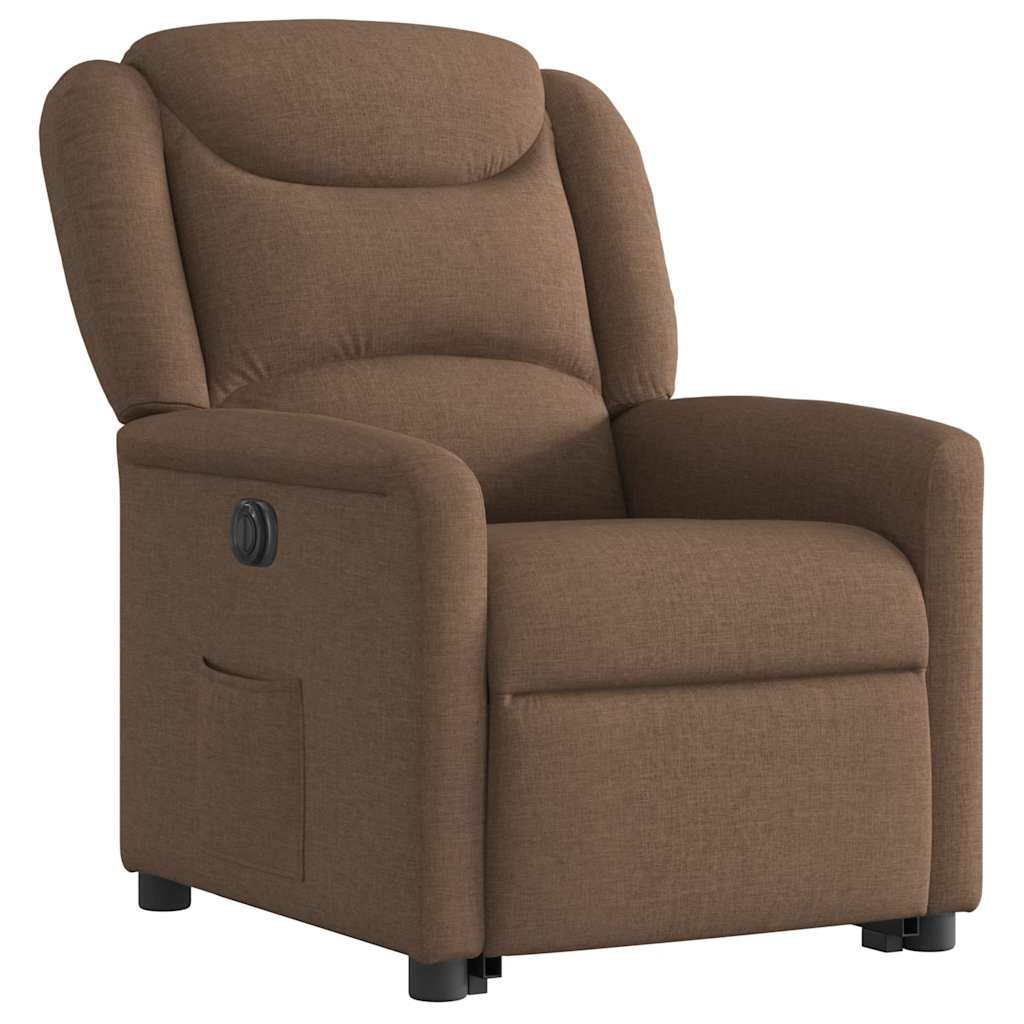 Fauteuil inclinable électrique marron tissu - XIOS