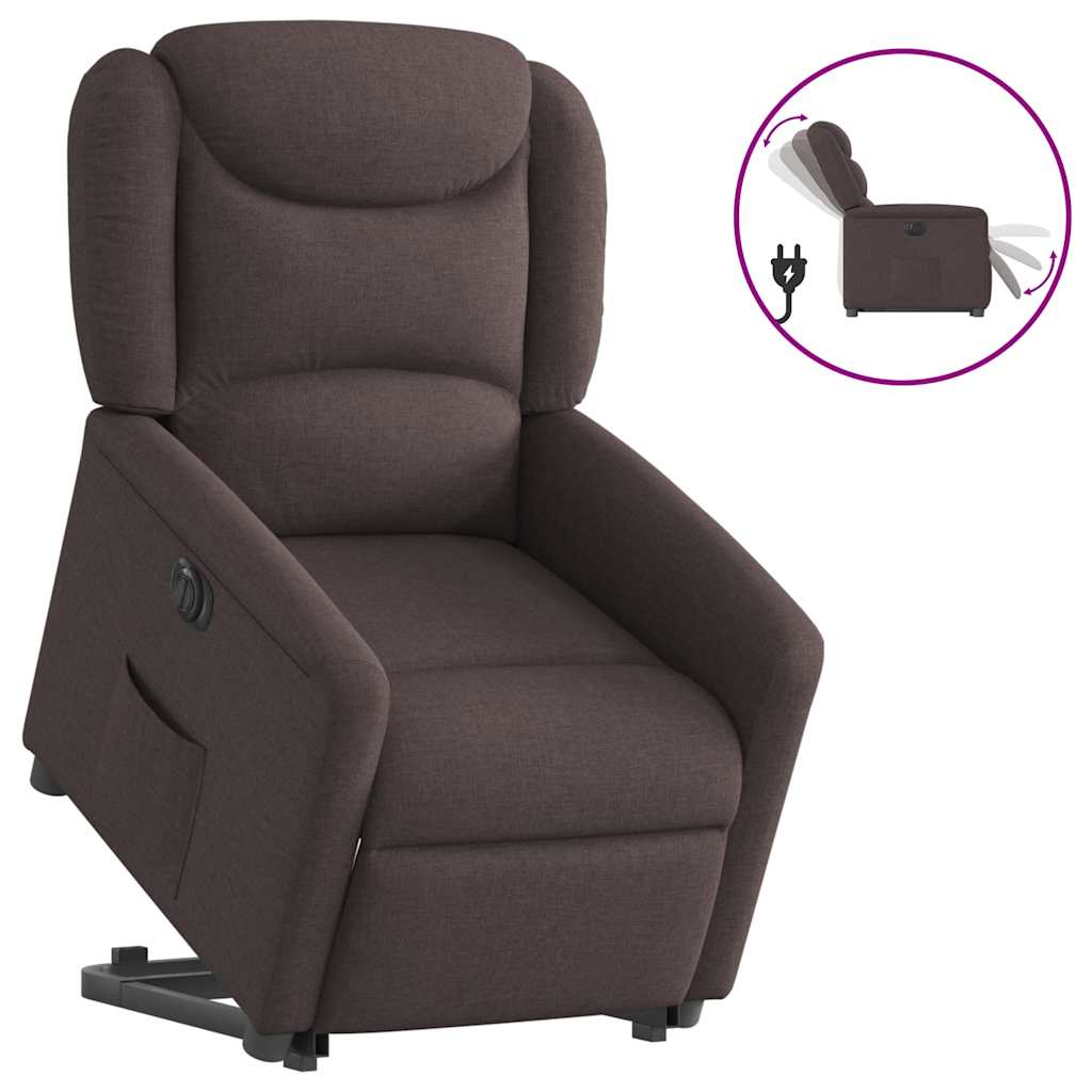 Fauteuil inclinable électrique marron foncé tissu - XIOS