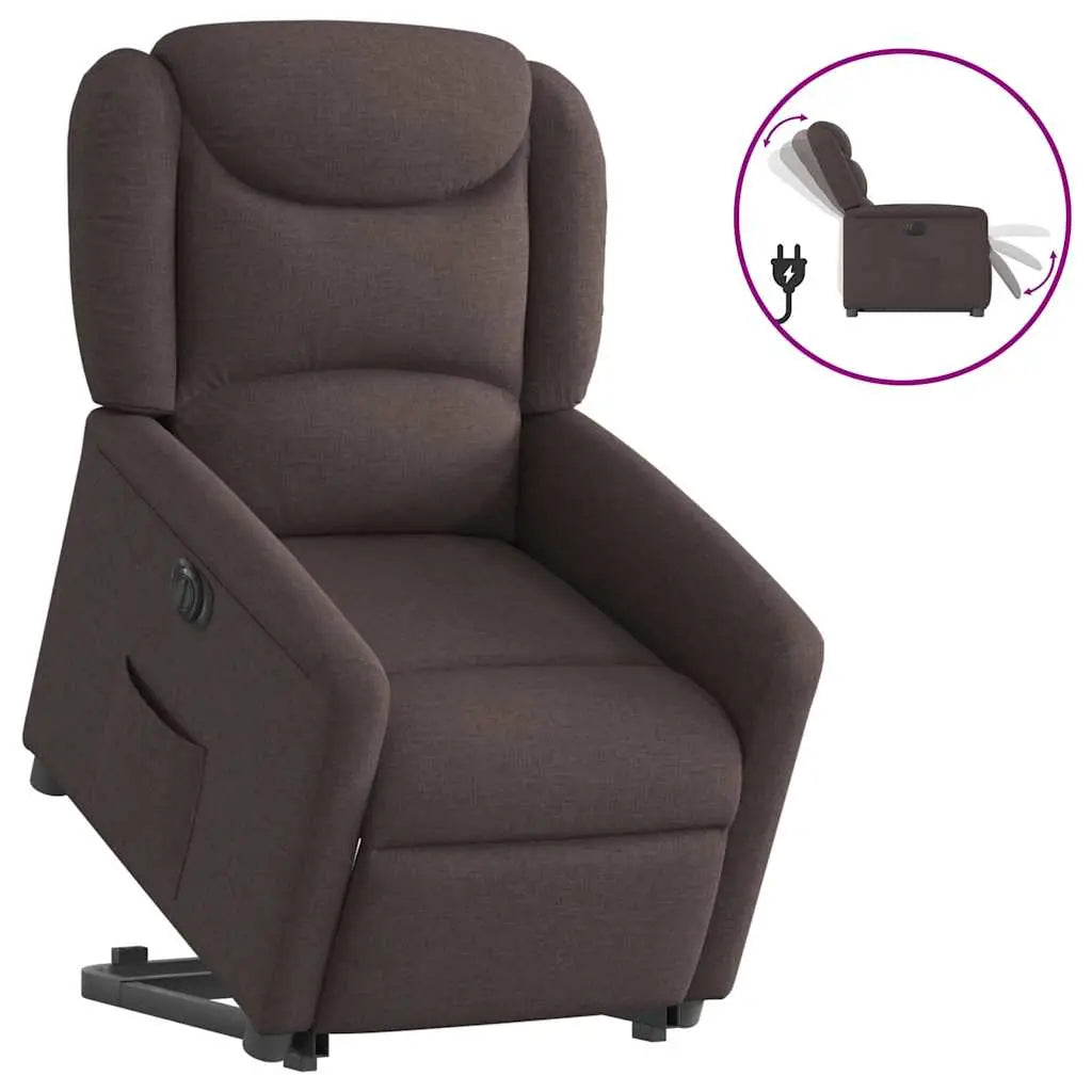 Fauteuil inclinable électrique marron foncé tissu - XIOS