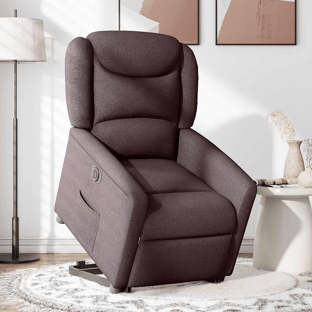 Fauteuil inclinable électrique marron foncé tissu - XIOS